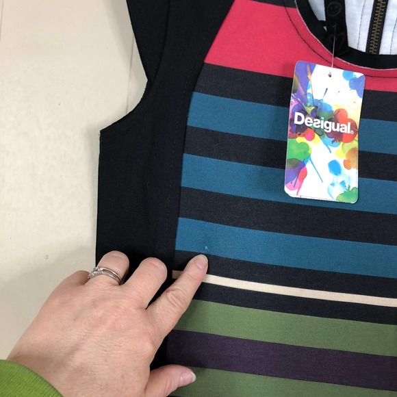 Desigual Womens Medium Striped Sheath Dress - Picture 2 of 8